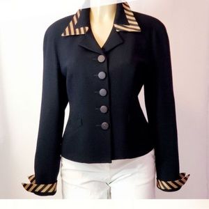 Christian Dior Vintage Wool Striped Suit Jacket Blazer Medium (small hole)